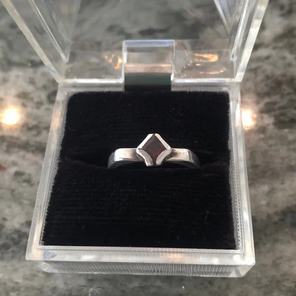 Sterling Angular Ring with Brown Red Stone Sz 9.5 - Picture 1 of 5